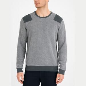 Loreak Mendian Gray Contrast Patch Crewneck Sweater Size Large